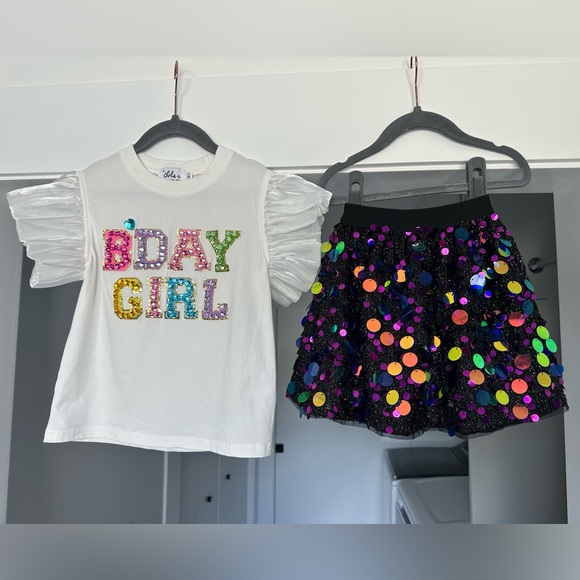 Lola & The Boys ⭐️bundle⭐️ bday girl shirt and sequin skirt size 4 - Picture 1 of 6